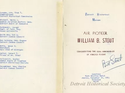 Program - Air Pioneer, William B. Stout