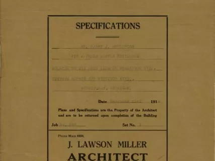 Specification - Specifications - Mr. Harry A. Armstrong for a Frame Single Residence Located on the West Side of Greenwood Ave., Between Harmon and Vinewood Aves., Birmingham, Michigan.