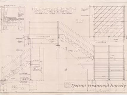 Drawing, Technical - Fort Wayne Restoration, Wood Stairs for Parade