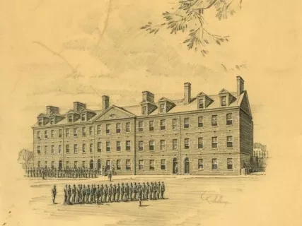 Drawing - The Fort Wayne Barracks