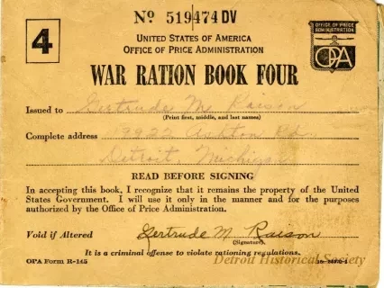 Book, Ration - War Ration Book Four