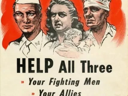 Poster - HELP All Three Your Fighting Men Your Allies Your Neighbors Give to the WAR CHEST.