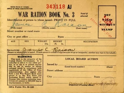 Book, Ration - War Ration Book No. 3
