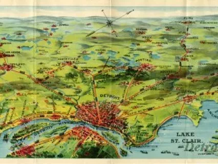 Map - Detroit United Lines. Rides by Trolley. Fast Electric Service between the Principal Cities of Michigan and connecting at Toledo with Ohio and Indiana Points