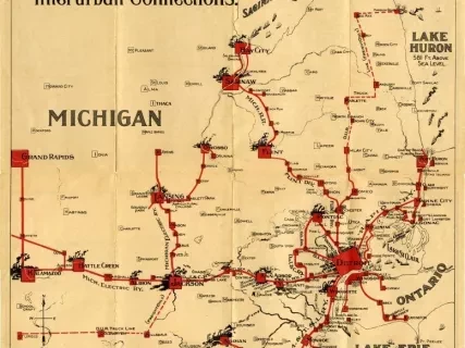Map - The Trolley Way Into and Out of Detroit