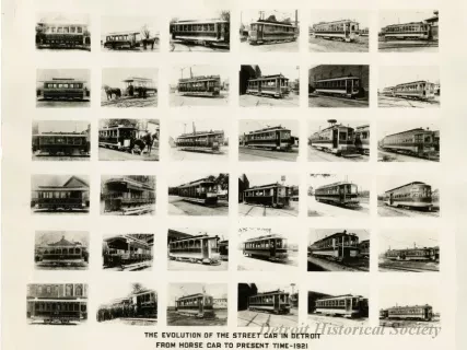 Print - The Evolution of the Street Car in Detroit Frome Horse Car to Present Time-1921
