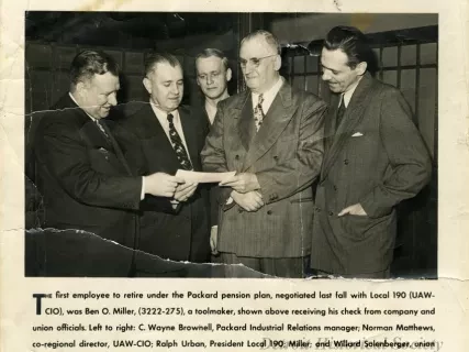 Poster - Packard Pays First Pensioner