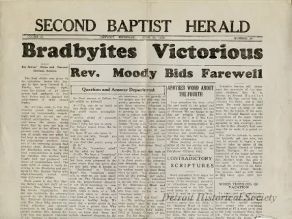 Newspaper - Second Baptist Herald, Vol. 12, No. 20, June 30, 1929