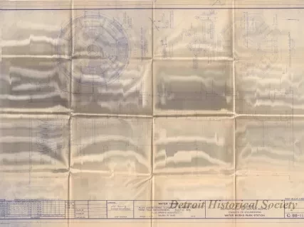 Blueprint - Water Tower - Plan and Sectional Elevations of Water Tower from Field Measurements.  Built in 1876.  J. E. Sparks, Architect.  Razed in 1945,