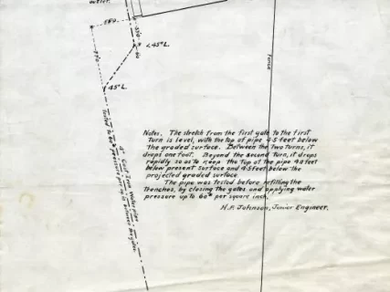Survey, Land - Sketch of Water Main to Warehouse