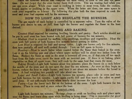 Pamphlet, Instruction - Directions For Using Detroit Jewel Gas Ranges