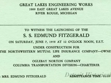 Ticket, Admission - Great Lakes Engineering Works