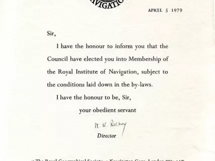 Certificate, Achievement - Royal Institute of Navigation