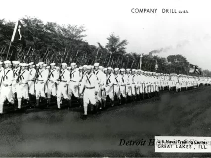 Postcard - Company Drill - U.S. Naval Training Center, Great Lakes, Illinois