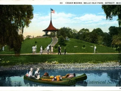 Postcard - 33  Cedar Mound, Belle Isle Park, Detroit, Mich.