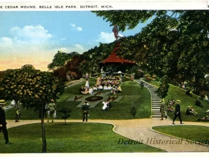 Postcard - The Cedar Mound, Belle Isle Park, Detroit, Mich.