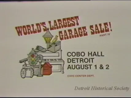 U-Matic - 7-13-85
Garage Sale P.S.A.
Cobo Hall
0:20 sec & 0:30 sec
Master Edit
Belinda Roberts