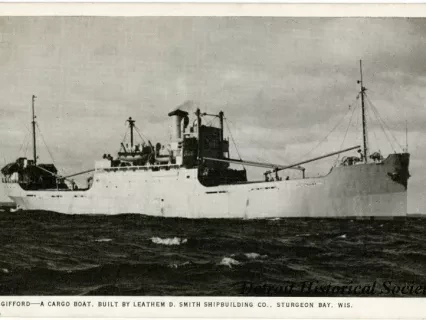 Postcard - ALDEN GIFFORD --A Cargo Boat. Built by Leathem D. Smith Shipbuilding Co., Sturgeon Bay, Wis.