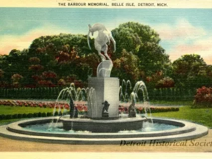 Postcard - The Barbour Memorial, Belle Isle, Detroit, Mich.