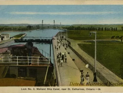 Postcard - Lock No. 3, Welland Ship Canal, near St. Catharines, Ontario.