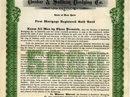 Bond - Dunbar & Sullivan Dredging Co. 
First Mortgage Registered Gold Bond