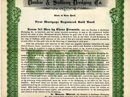 Bond - Dunbar & Sullivan Dredging Co. 
First Mortgage Registered Gold Bond
