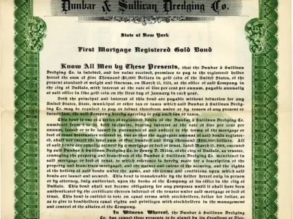 Bond - Dunbar & Sullivan Dredging Co. 
First Mortgage Registered Gold Bond