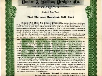 Bond - Dunbar & Sullivan Dredging Co. 
First Mortgage Registered Gold Bond