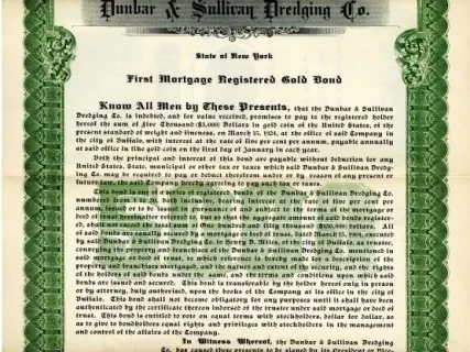 Bond - Dunbar & Sullivan Dredging Co.
First Mortgage Registered Gold Bond