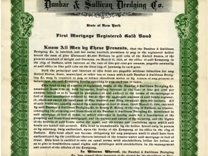 Bond - Dunbar & Sullivan Dredging Co. 
First Mortgage Registered Gold Bond