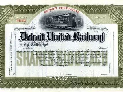 Certificate, Stock - Detroit United Railway