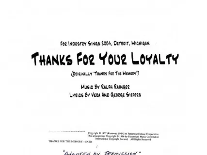 Score - Thanks for Your Loyalty