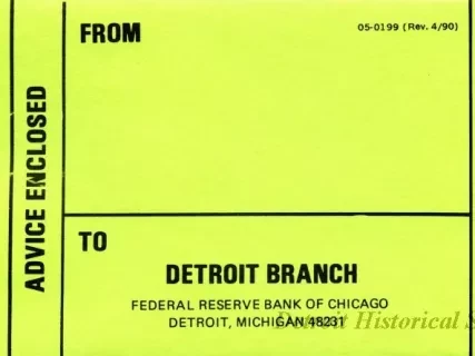 Tag, Shipping - Detroit Branch,
Federal Reserve Bank of Chicago