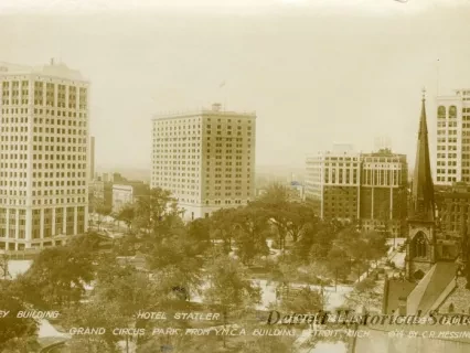 Postcard - Grand Circus Park from Y.M.C.A. Building, Detroit, Mich.