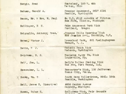 Roster - R.S.R.O.A. Membership at the Close of the Fiscal Year, April 4, 1939
