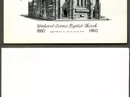 Notecard - Woodward Avenue Baptist Church, 1860-1960
Detroit, Michigan