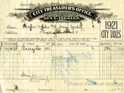 Bill, Tax - City Treasurer's Office