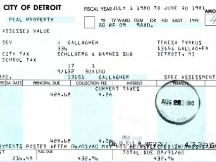 Bill, Tax - City of Detroit Taxes