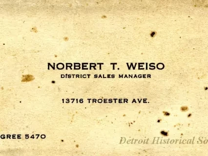 Card, Business - Norbert T. Weiso
District Sales Manager