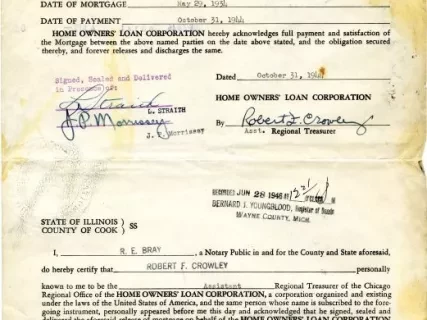 Mortgage - Home Owners' Loan Corporation 
Satisfaction and Release of Mortgage