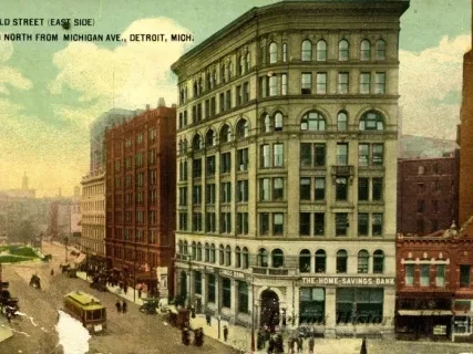 Postcard - Griswold Street (East Side), 
Looking North from Michigan Ave., Detroit, Mich.