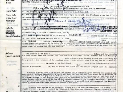 Agreement - Detroit Real Estate Board Agreement of Sale