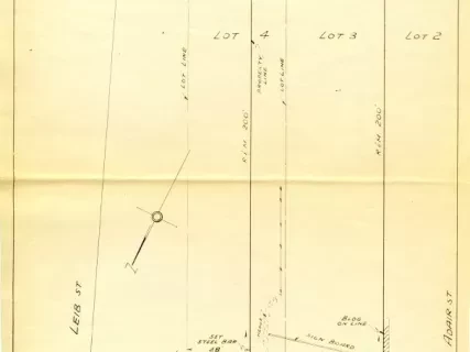Survey, Land - Plat of Survey of Lot 3 & W'ly [Westerly] 16' of Lot 4,
Plat of Subdivision of Leib Farm, City of Detroit, Liber 1, Page 130