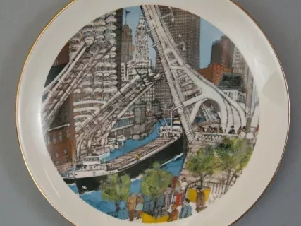 Plate, Commemorative - Great Lakes Traffic upon the Chicago River