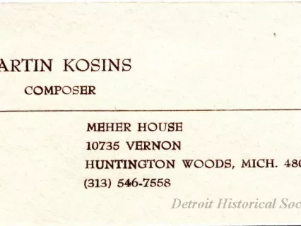 Card, Business - Martin Kosins, Composer