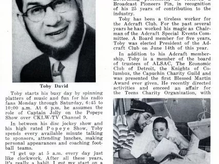 Article - Profile of the President: Adcraft President Toby S. David 
Leads Active Life of Public Service