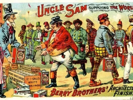 Card, Advertising - Uncle Sam Supplying the World with Berry Brothers' Architectural Finishes
