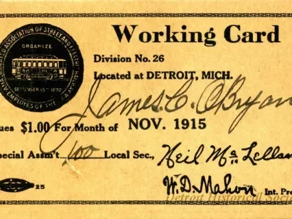 Card, Union - Working Card