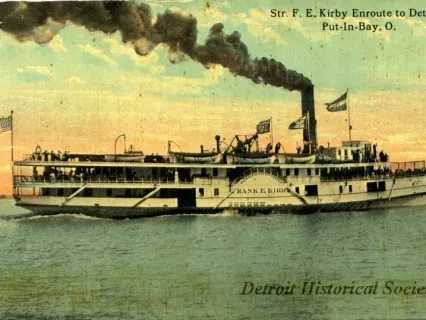 Postcard - Str. F. E. Kirby Enroute to Detroit, Put-In-Bay, O.