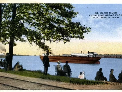 Postcard - St. Clair River from Pine Grove Park, Port Huron, Mich.
